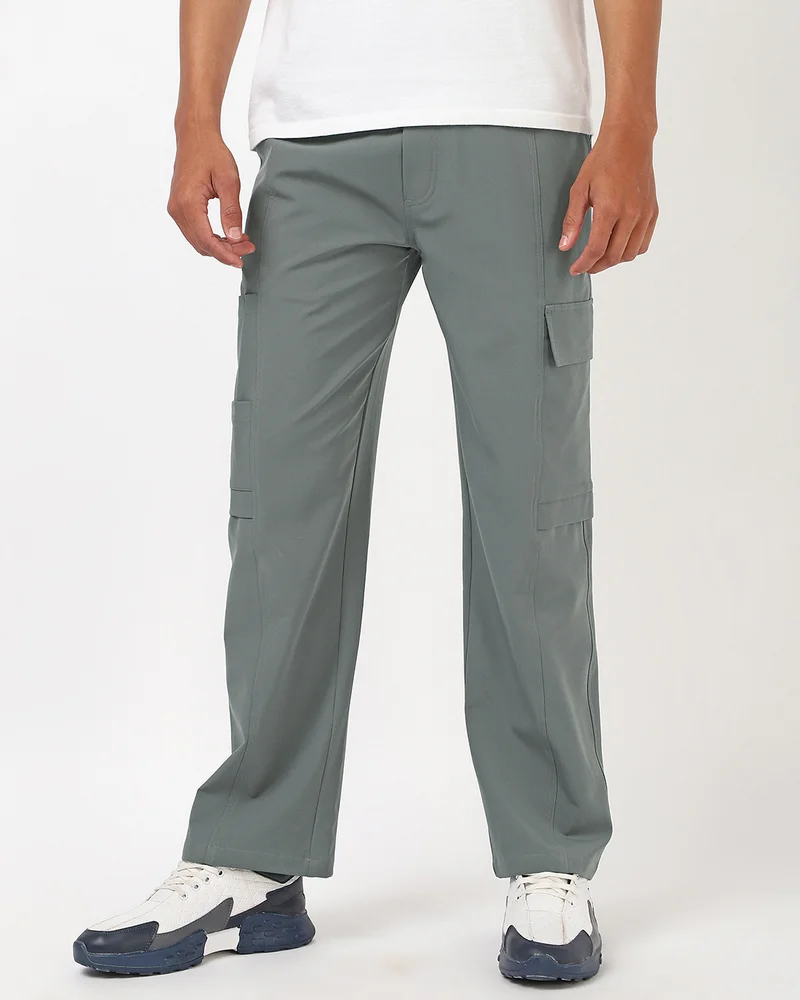 بيواكوف Men's Light Grey Cargo Pants